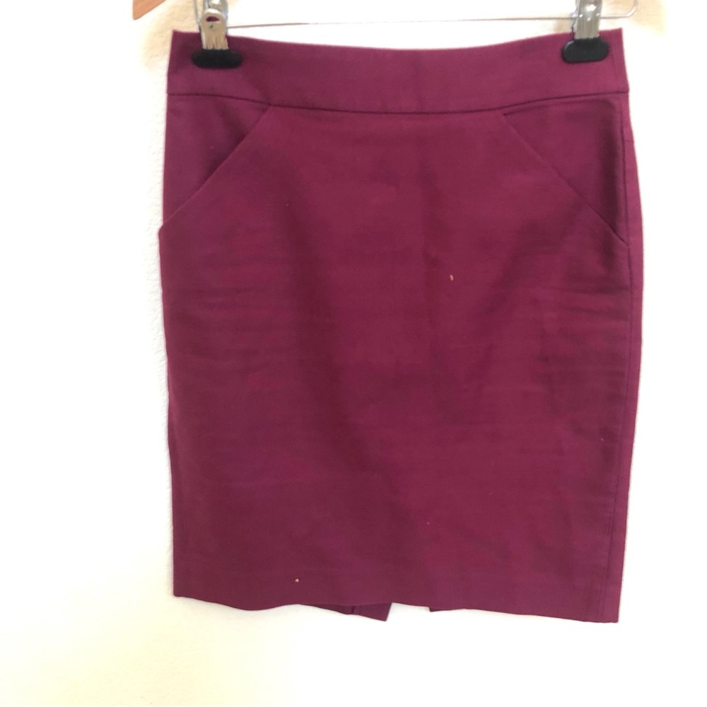 J CREW Women's No. 2 Pencil Skirt Sz 2  Burgundy Red Pockets